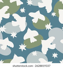 Summer seamless pattern design with doodle bird. Vector summer concept design for background, fabric, textile, wall art design.
