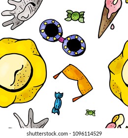 Summer seamless pattern. Endless texture with summer theme.