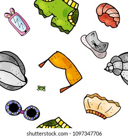 Summer seamless pattern. Endless texture with summer theme.