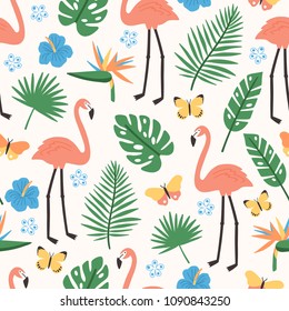 Summer Seamless Pattern Exotic Jungle Foliage Stock Vector (Royalty ...