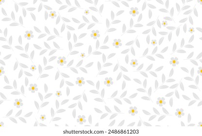 Verano patrón sin fisuras floral creativo vintage estilo retro vibrante gris tema blanco textura de Vector textura textil papel de impresión de fondo blanco Fondo de pantalla