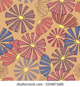 Summer seamless pattern. Floral print. Retro style. Vector illustration