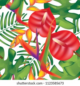 Summer seamless pattern with florals