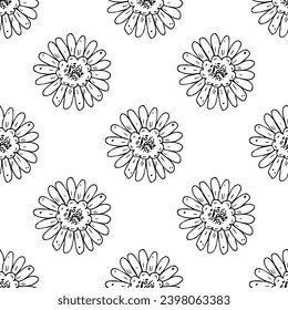 Summer seamless pattern with flowers doodle for decorative print, wrapping paper, greeting cards, wallpaper and fabric