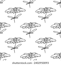 Summer seamless pattern with flowers doodle for decorative print, wrapping paper, greeting cards, wallpaper and fabric