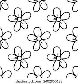 Summer seamless pattern with flowers doodle for decorative print, wrapping paper, greeting cards, wallpaper and fabric
