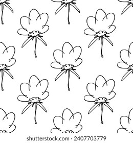 Patrón veraniego sin soldadura con doodle de flores para la impresión decorativa, papel de envoltura, tarjetas de felicitación, papel pintado y tela