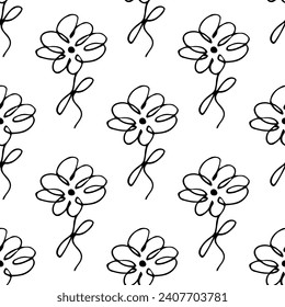 Summer seamless pattern with flowers doodle for decorative print, wrapping paper, greeting cards, wallpaper and fabric