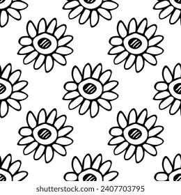 Summer seamless pattern with flowers doodle for decorative print, wrapping paper, greeting cards, wallpaper and fabric