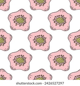 Summer seamless pattern with flowers doodle for decorative print, wrapping paper, greeting cards, wallpaper and fabric