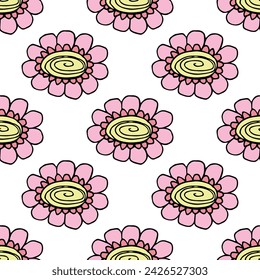 Summer seamless pattern with flowers doodle for decorative print, wrapping paper, greeting cards, wallpaper and fabric