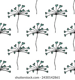 Summer seamless pattern with flowers doodle for decorative print, wrapping paper, greeting cards, wallpaper and fabric