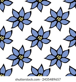 Summer seamless pattern with flowers doodle for decorative print, wrapping paper, greeting cards, wallpaper and fabric