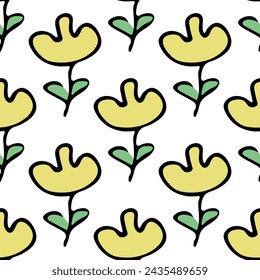 Summer seamless pattern with flowers doodle for decorative print, wrapping paper, greeting cards, wallpaper and fabric