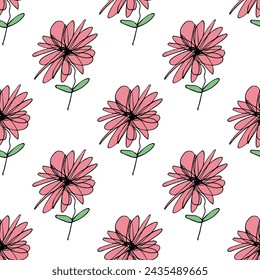 Summer seamless pattern with flowers doodle for decorative print, wrapping paper, greeting cards, wallpaper and fabric