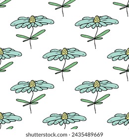 Patrón sin costuras de verano con garabato de flores para impresión decorativa, papel de embalaje, tarjetas de felicitación, papel pintado y tela