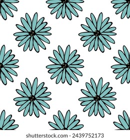Summer seamless pattern with flowers doodle for decorative print, wrapping paper, greeting cards, wallpaper and fabric