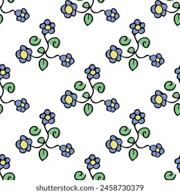 Summer seamless pattern with flowers doodle for decorative print, wrapping paper, greeting cards, wallpaper and fabric