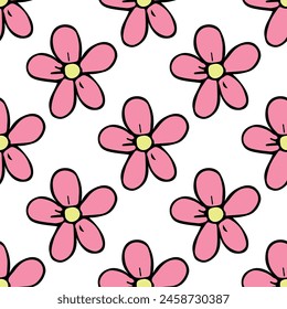 Summer seamless pattern with flowers doodle for decorative print, wrapping paper, greeting cards, wallpaper and fabric