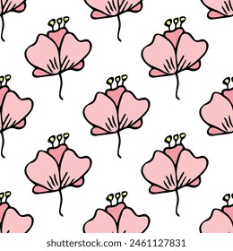 Patrón sin costuras de verano con garabato de flores para impresión decorativa, papel de embalaje, tarjetas de felicitación, Fondo de pantalla y tela