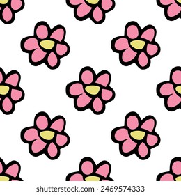Summer seamless pattern with flowers doodle for decorative print, wrapping paper, greeting cards, wallpaper and fabric