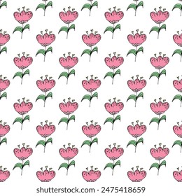 Summer seamless pattern with flowers doodle for decorative print, wrapping paper, greeting cards, wallpaper and fabric