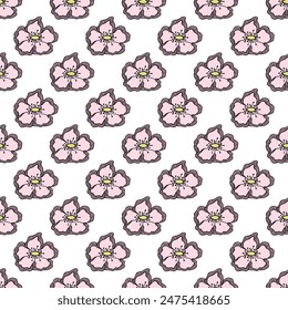 Summer seamless pattern with flowers doodle for decorative print, wrapping paper, greeting cards, wallpaper and fabric