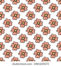 Summer seamless pattern with flowers doodle for decorative print, wrapping paper, greeting cards, wallpaper and fabric