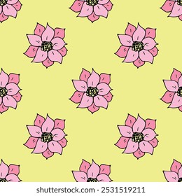 Summer seamless pattern with flowers doodle for decorative print, wrapping paper, greeting cards, wallpaper and fabric
