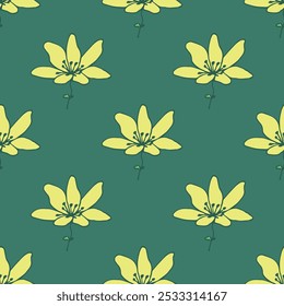 Summer seamless pattern with flowers doodle for decorative print, wrapping paper, greeting cards, wallpaper and fabric