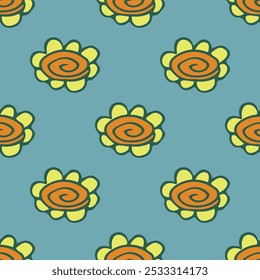Verão padrão sem costura com flores doodle para impressão decorativa, papel de embrulho, cartões de saudação, papel de parede e tecido