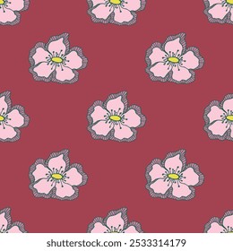 Summer seamless pattern with flowers doodle for decorative print, wrapping paper, greeting cards, wallpaper and fabric