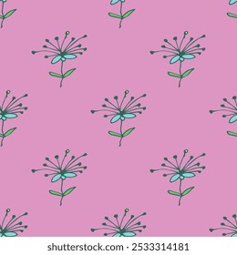 Summer seamless pattern with flowers doodle for decorative print, wrapping paper, greeting cards, wallpaper and fabric