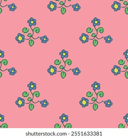 Summer seamless pattern with flowers doodle for decorative print, wrapping paper, greeting cards, wallpaper and fabric