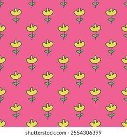 Summer seamless pattern with flowers doodle for decorative print, wrapping paper, greeting cards, wallpaper and fabric