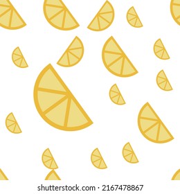 Summer seamless pattern with fruits. Sweet cartoon background for textile, fabric, decorative paper. Vector