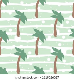 Summer seamless pattern with hand drawn palm trees. Repeating summer Pattern. Kids Fashion. vector Illustration