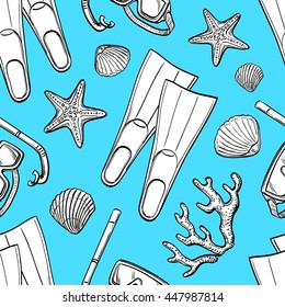 Summer seamless pattern. Hand drawn vector illustration.