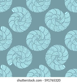Summer seamless pattern with hand drawn sea shells. Marine background.