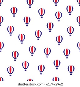 Summer seamless pattern with hot-air balloons