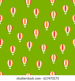 Summer seamless pattern with hot-air balloons