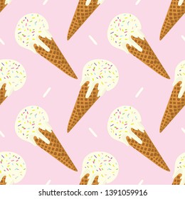 summer seamless pattern with ice cream