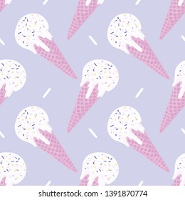 summer seamless pattern with ice cream