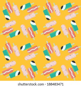 Summer Seamless pattern with ice cream