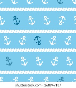 summer seamless pattern, items are included anchor and rope on blue background. endless texture can be used for wallpaper, pattern fills, web page background,surface textures.