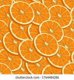 summer seamless pattern with juicy fresh oranges. Bright summer mood, print for background and textile