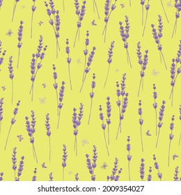 Summer seamless pattern with lavender branches for print, decoration and congratulations