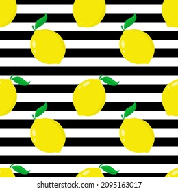 Summer seamless pattern with lemons. Sweet tropical background for textile, fabric, decorative paper. Vector illustration