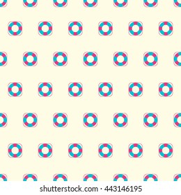 Summer seamless pattern with lifebuoy