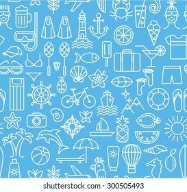 Summer seamless pattern. Linear style. Vector illustration.